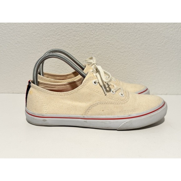 Tory Burch Womens Murray Canvas Low Shoe Size 7 Lace Up Off White Sneaker - Picture 5 of 14